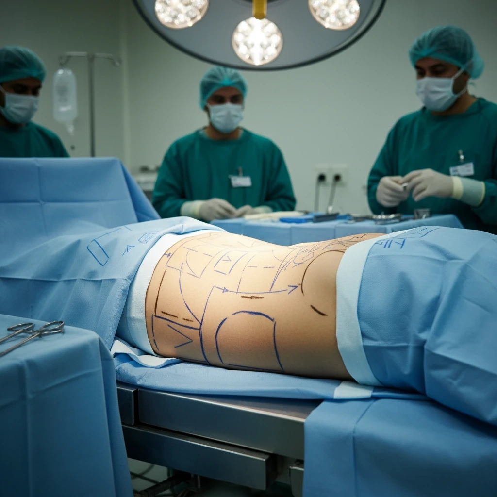 علامت‌گذاری ناحیه شکم قبل از لیپوماتیک برای تعیین چربی‌های موضعی