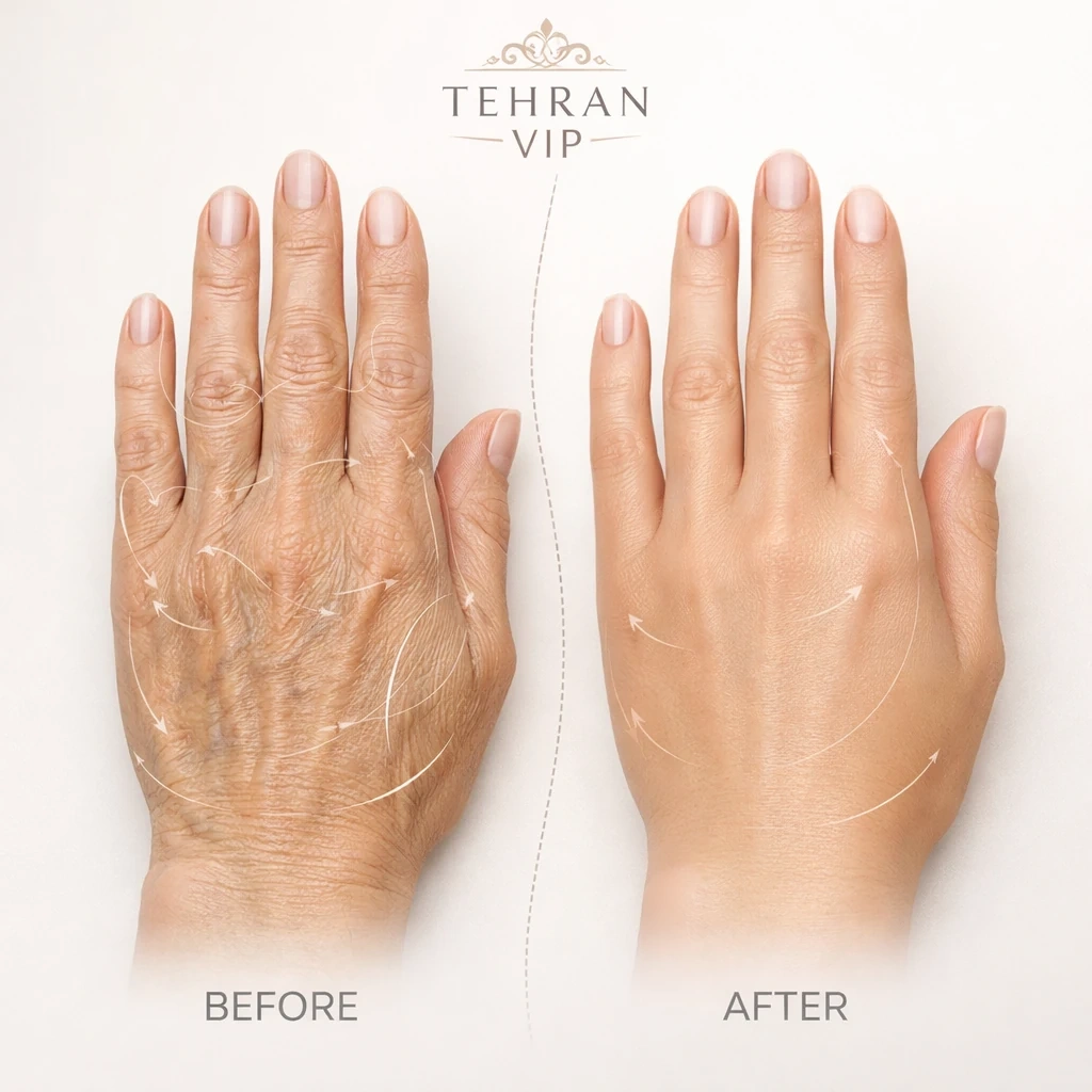 مقایسه قبل و بعد فیلر دست با تکنیک تخصصی در Tehran VIP
