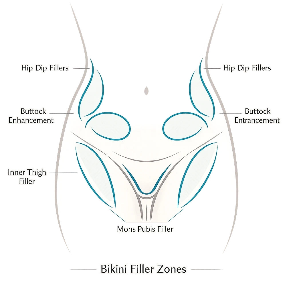 تصویر انتزاعی و لوکس برای معرفی خدمات فیلر بیکینی با تمرکز بر زیبایی و نتایج طبیعی