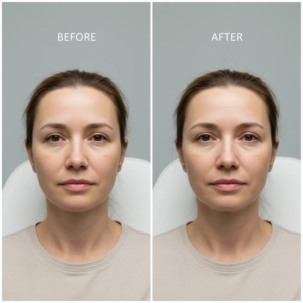 قبل و بعد تزریق بوتاکس صورت برای رفع چین‌وچروک پیشانی و دور چشم