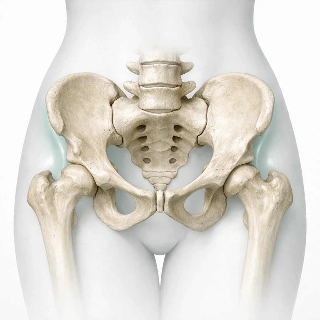 نمای آناتومیک ناحیه هیپ‌دیپ و باسن جهت توضیح محل تزریق فیلر در اصلاح فرورفتگی لگن