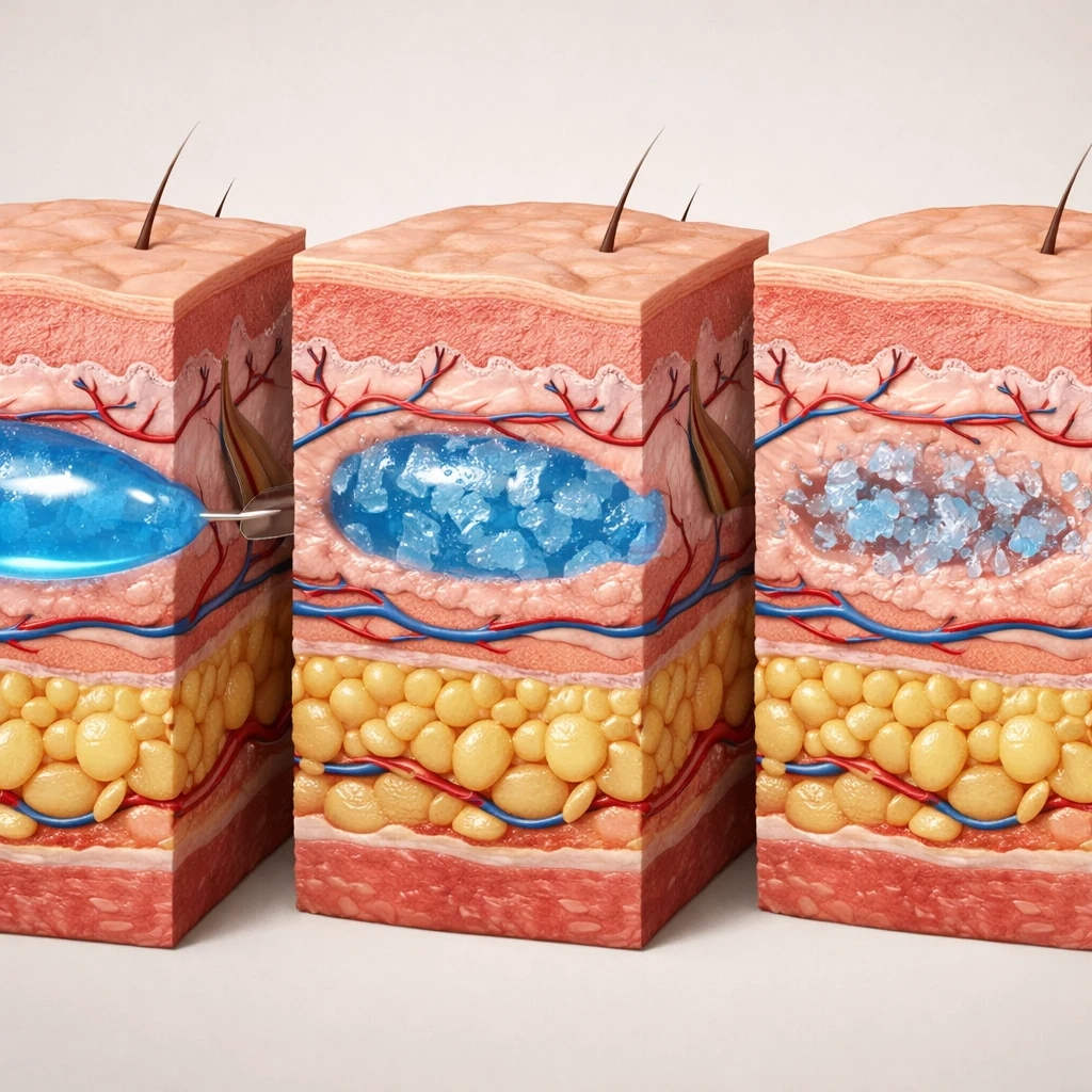 نمای بافت پوست و جذب تدریجی فیلر بادی در طول زمان